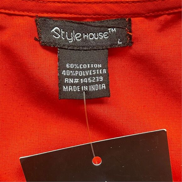 Stule House Women's Orange V-Neck Puff Sleeve Tiered Maxi Dress L - Picture 2 of 7